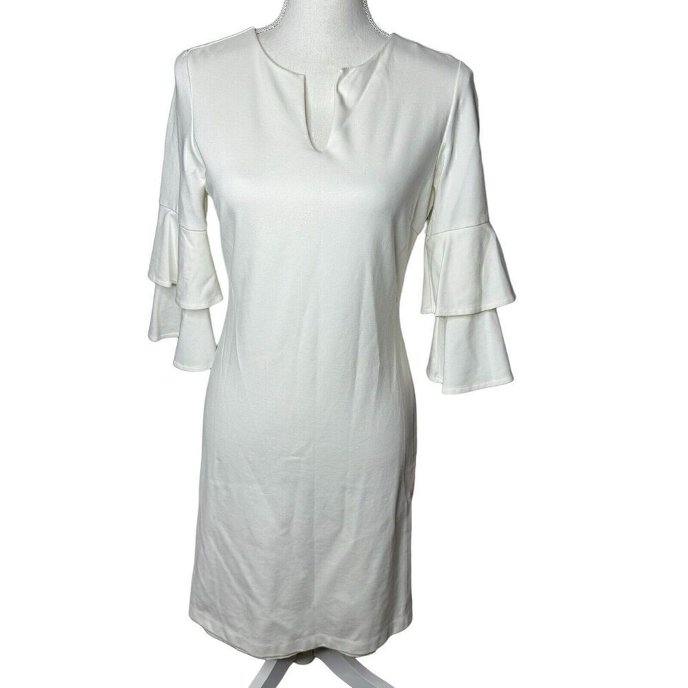J Mclaughlin Eloise Bell Sleeve Catalina Cloth White Dress Sz XS